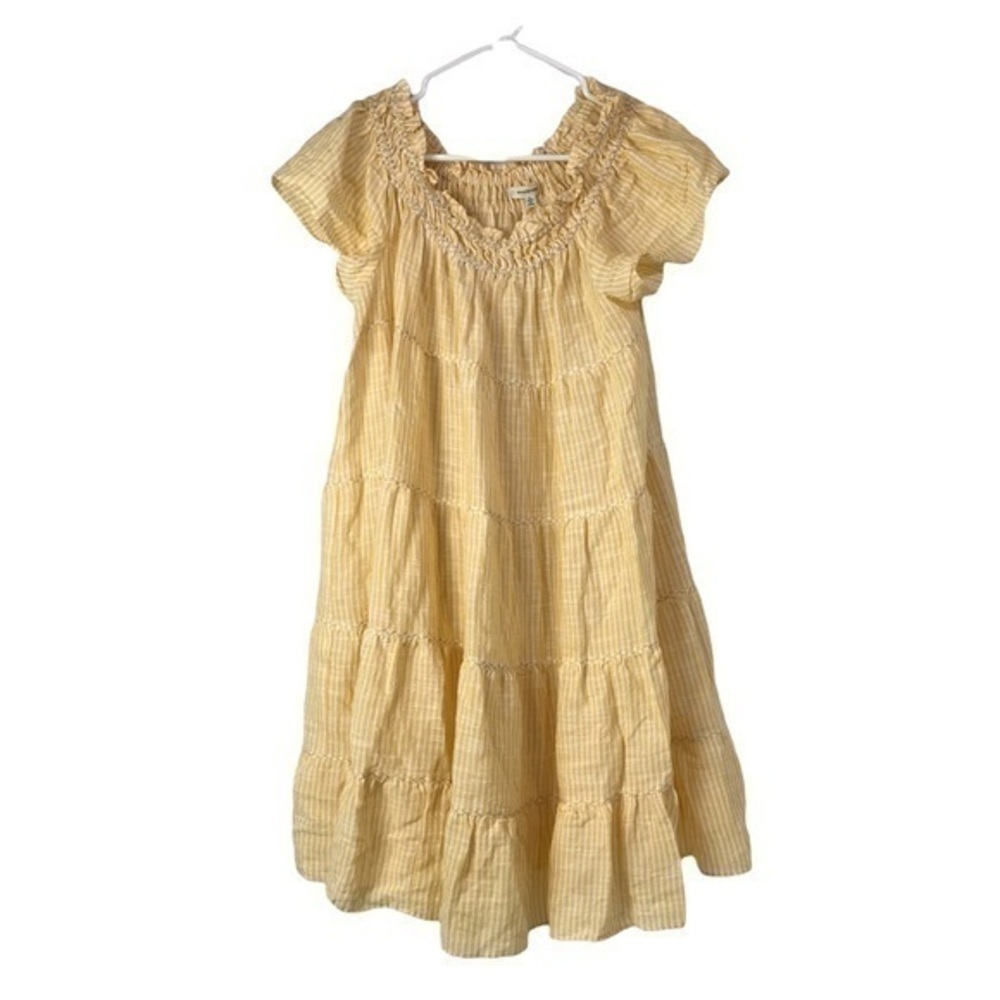 Max Studio Women's Yellow Yarn Dye Smocked Mini Dress size large - Picture 6 of 6